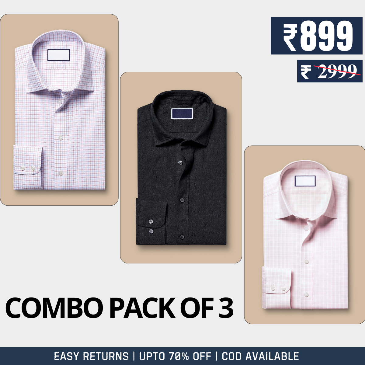 Branded Shirt Combo - 3-Pack of Premium Cotton Comfort