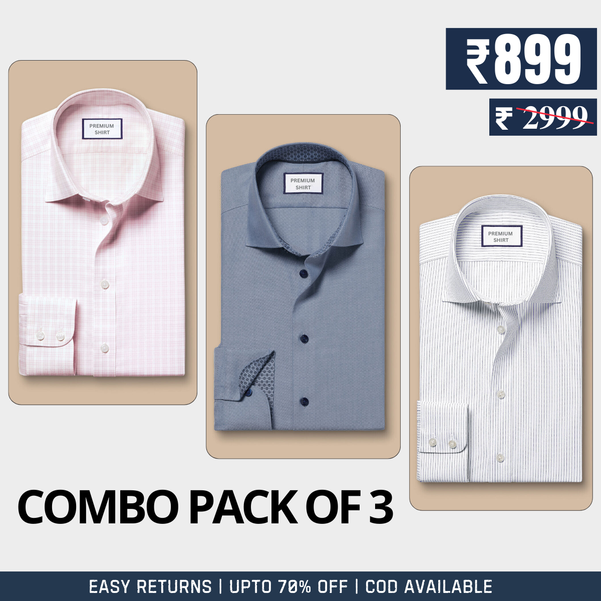 Branded Shirt Combo - 3-Pack of Premium Cotton Comfort