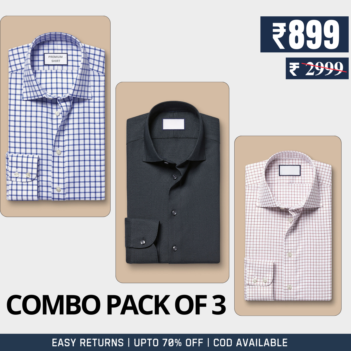 Branded Shirt Combo - 3-Pack of Premium Cotton Comfort