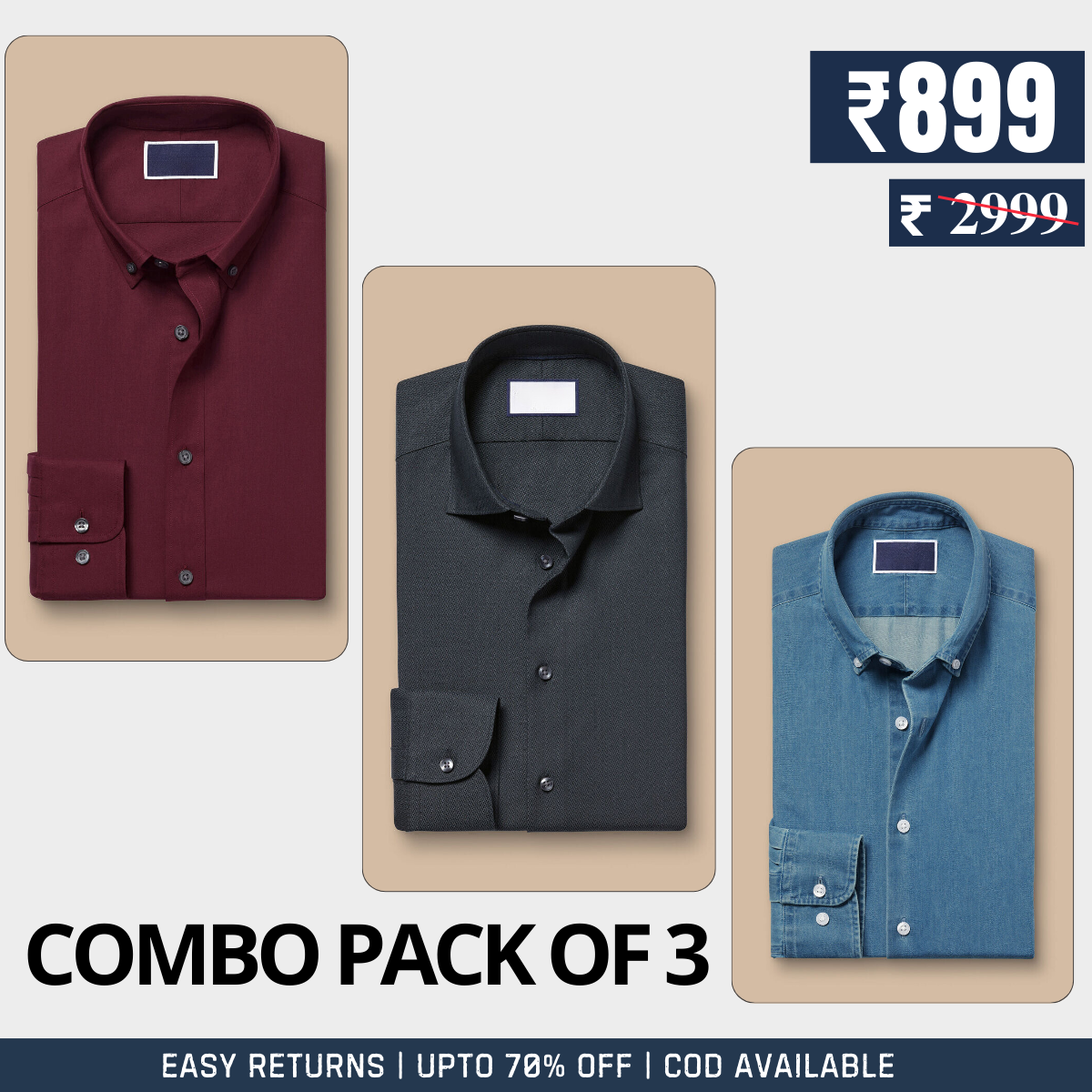 Branded Shirt Combo - 3-Pack of Premium Cotton Comfort