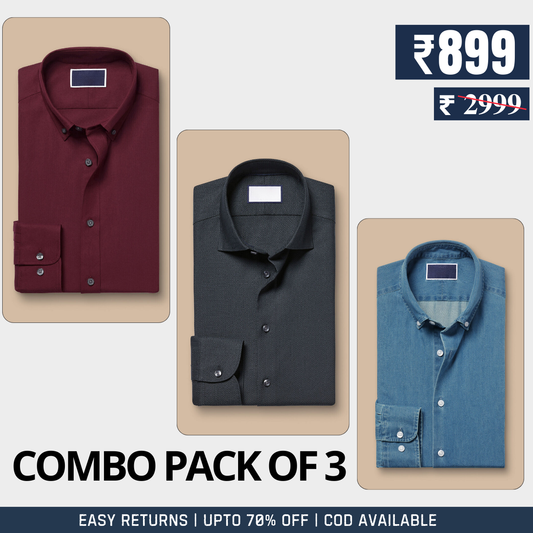 Branded Shirt Combo - 3-Pack of Premium Cotton Comfort
