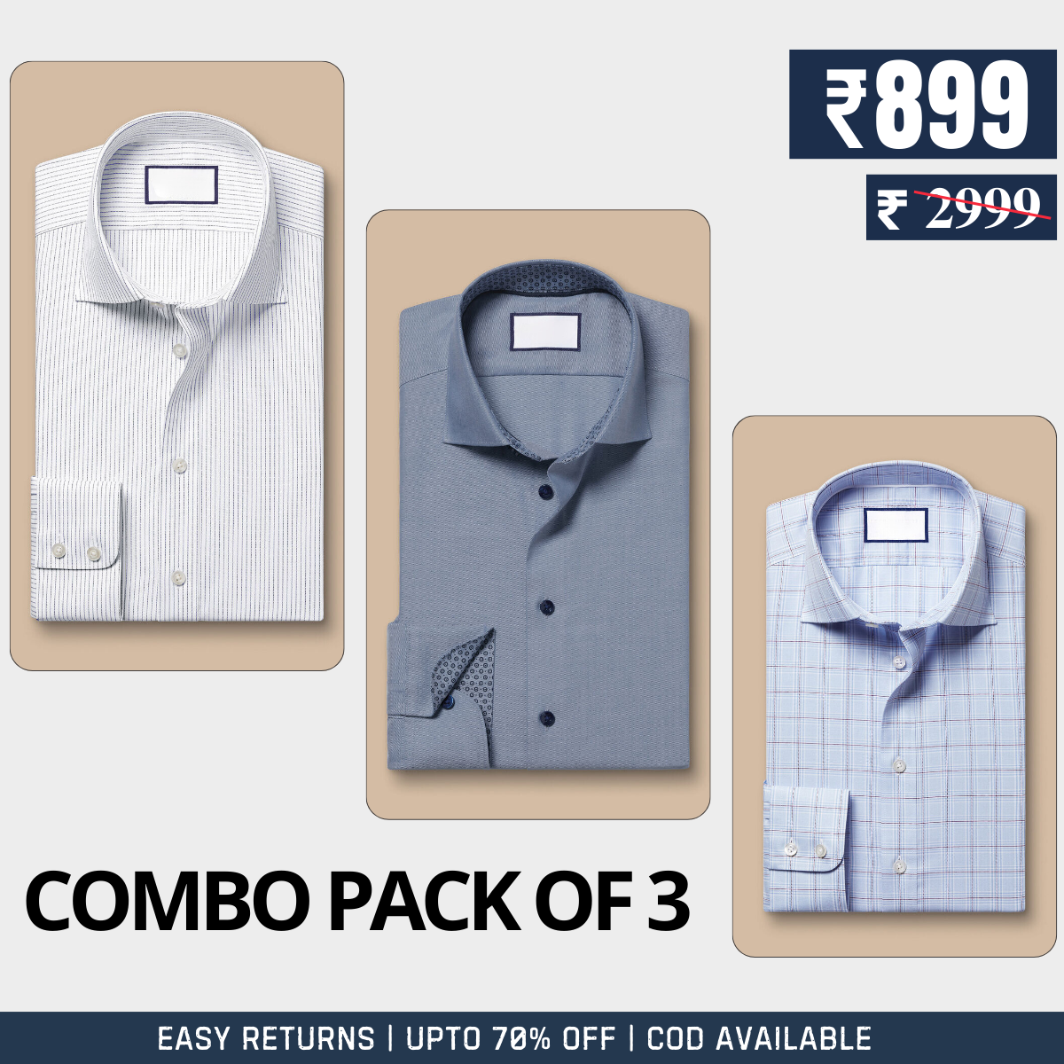 Branded Shirt Combo - 3-Pack of Premium Cotton Comfort