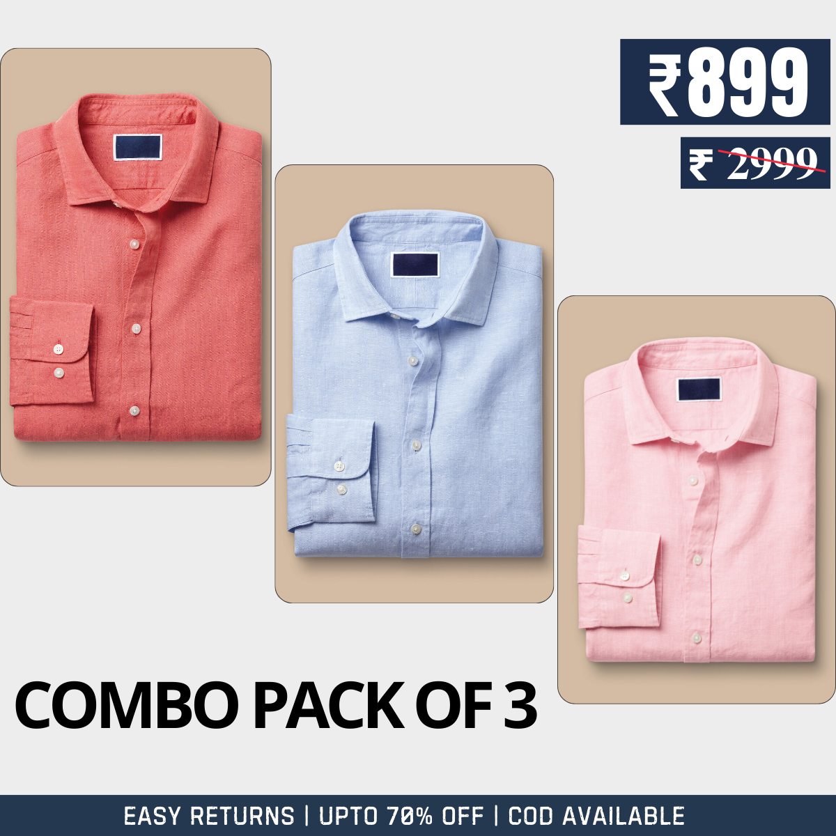 Branded Shirt Combo - 3-Pack of Premium Cotton Comfort