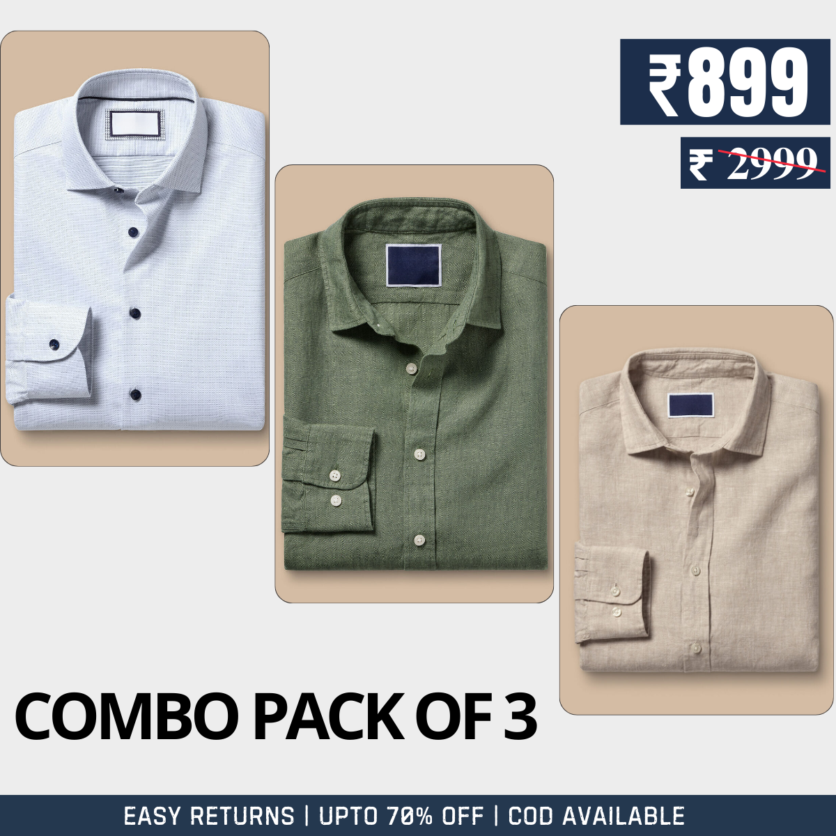 Branded Shirt Combo - 3-Pack of Premium Cotton Comfort