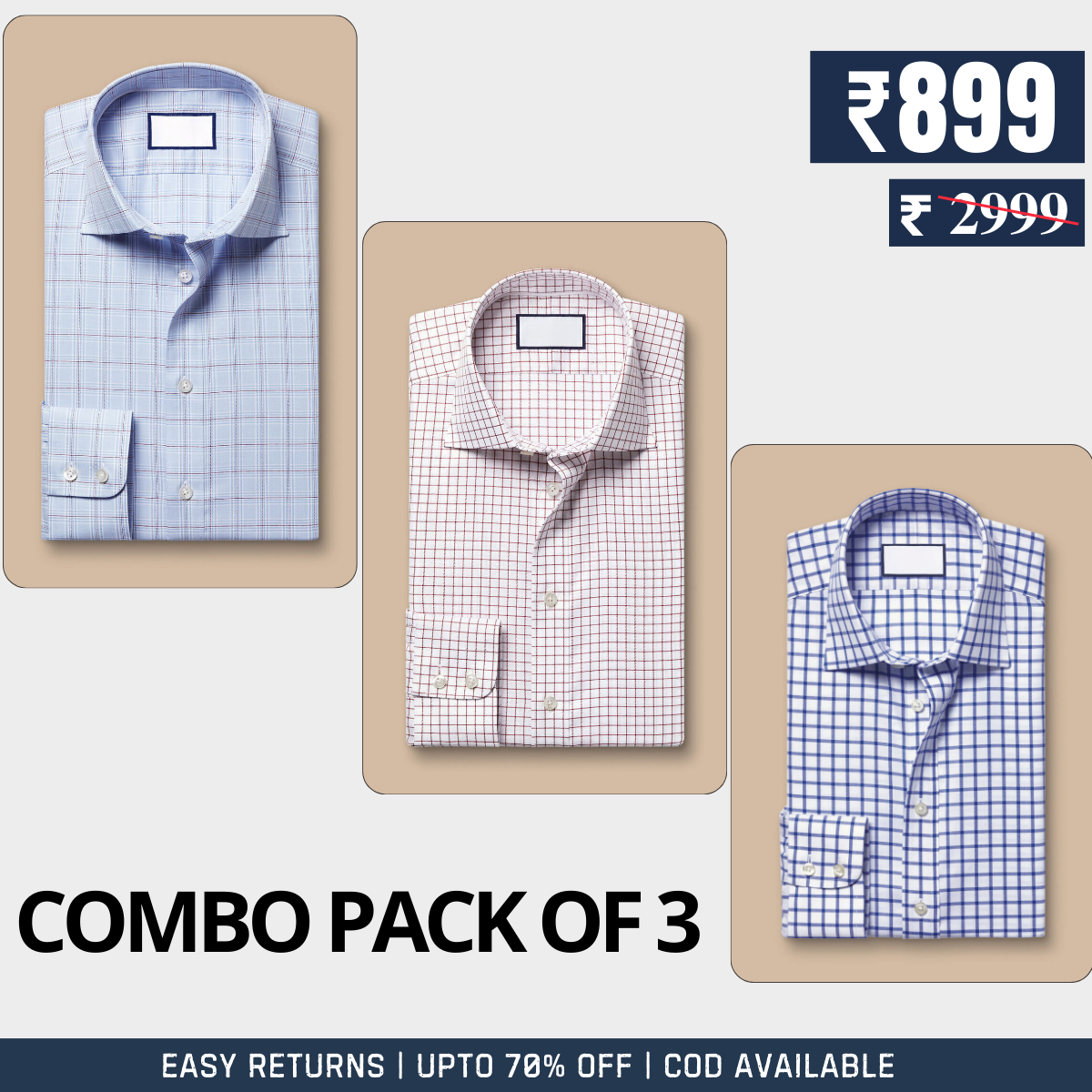 Branded Shirt Combo - 3-Pack of Premium Cotton Comfort