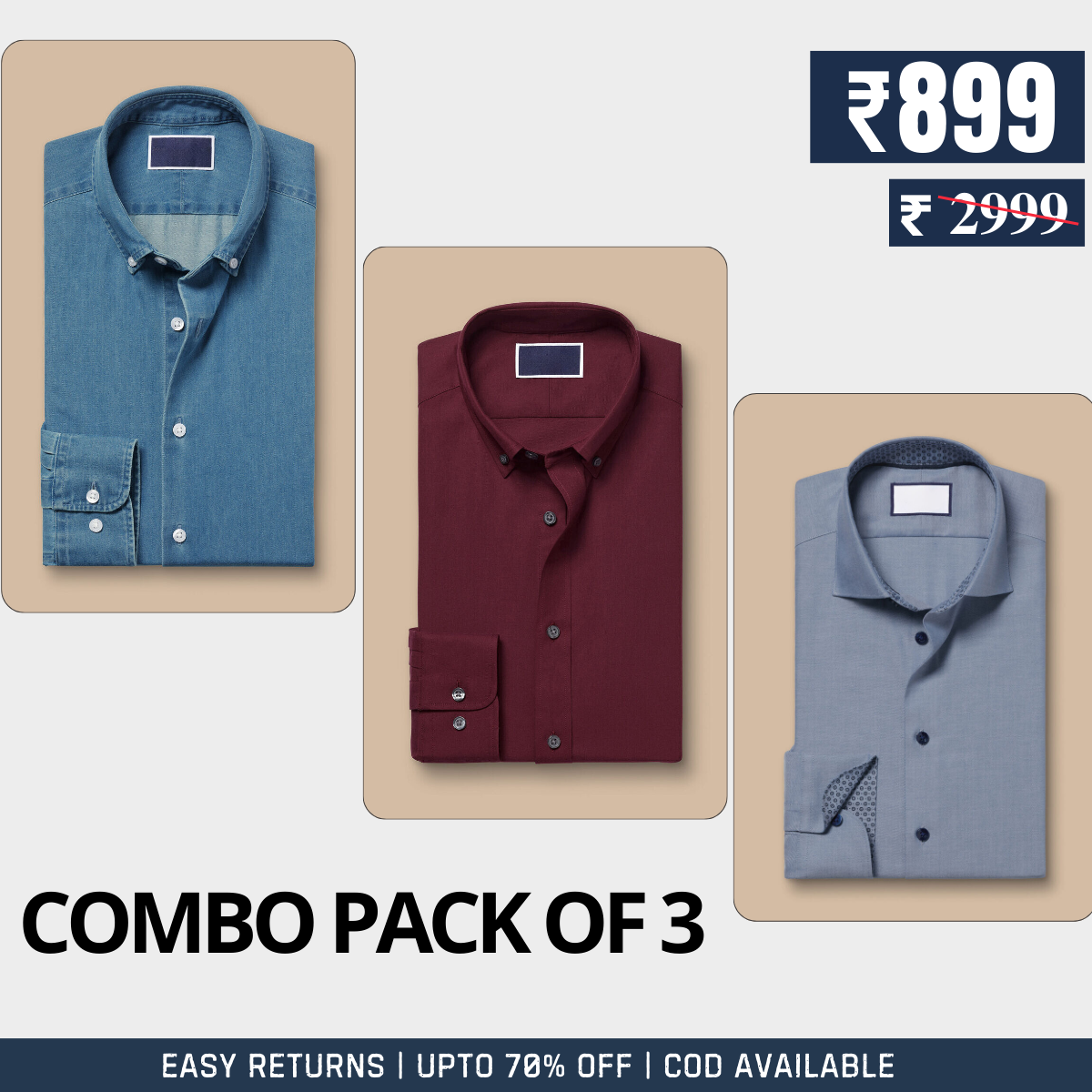 Branded Shirt Combo - 3-Pack of Premium Cotton Comfort